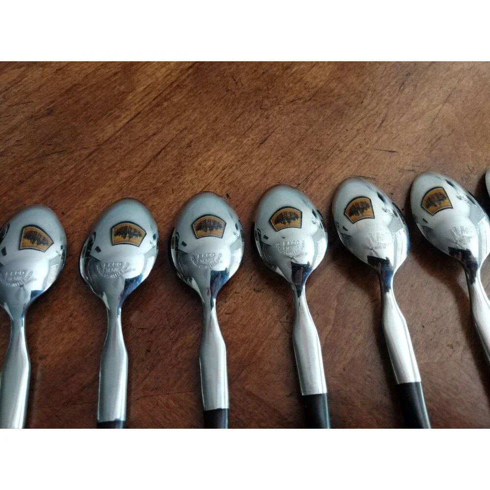 Lot 15x Teaspoons Ekco Eterna La Joya Stainless Faux Wood Flatwar MCM EKS14 6.4